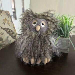 Jellycat London Orlando Owl Plush Fuzzy Sleepy Brown Gray 10" Retired